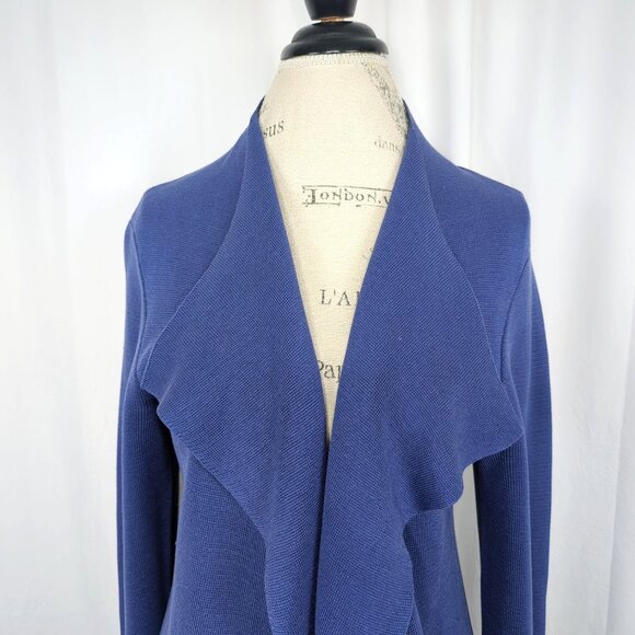 Eileen Fisher Cardigan Medium Purple Knit Cascading Open - Picture 2 of 8